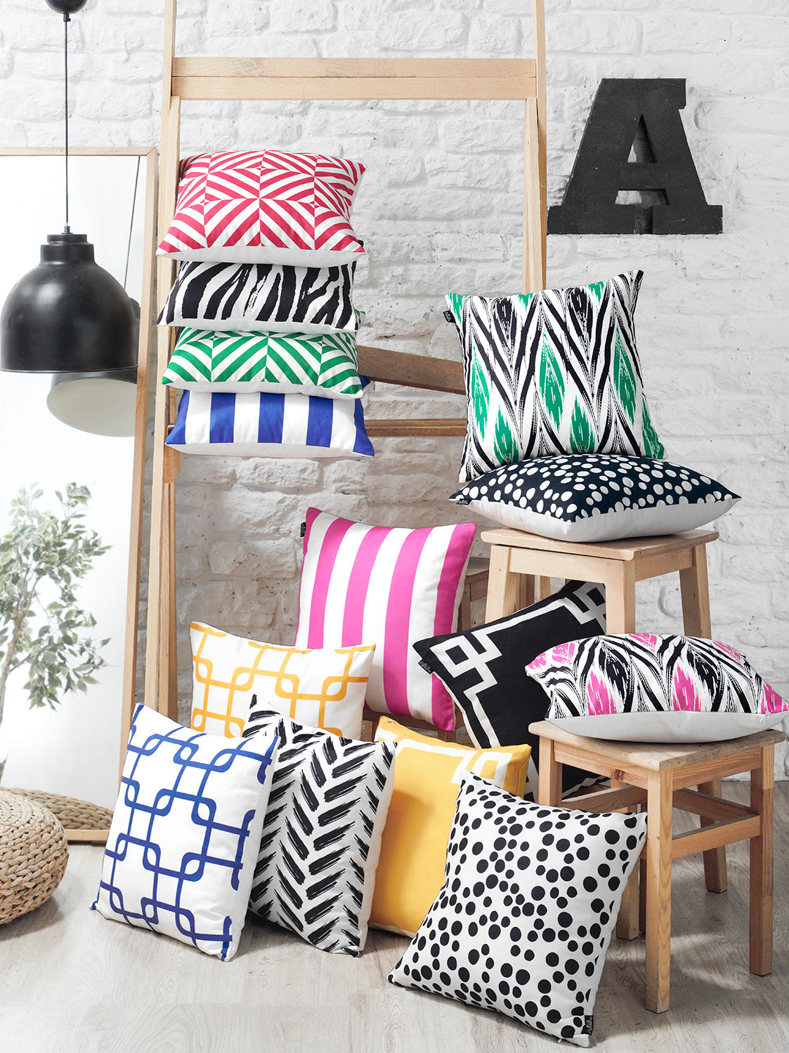 Geometric Black&White Square Decorative Throw Pillow Cover & Insert