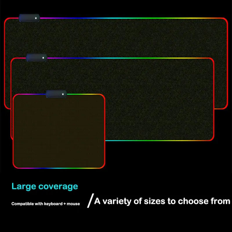 LED Light Gaming Mouse Pad RGB Large Keyboard Cover Non-Slip Rubber Base Computer Carpet Desk Mat PC Game Mouse Pad
