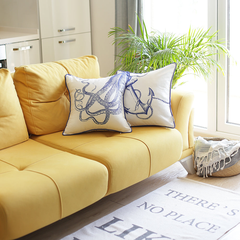 Nautica Octopus Anchor Square 18" Throw Pillow Cover & Insert (Set of 2)