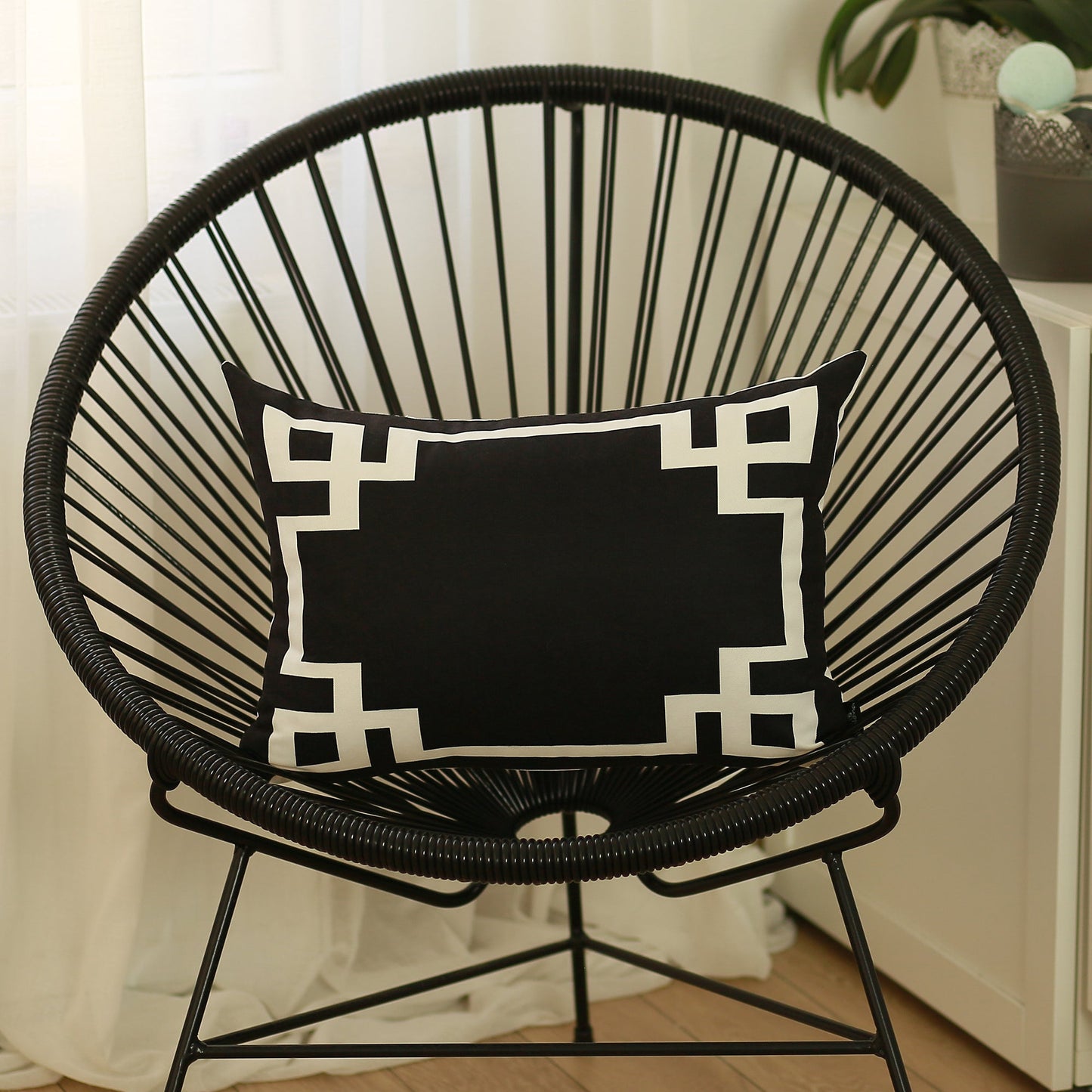 Geometric Black&White Square Decorative Throw Pillow Cover & Insert