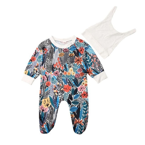 Infant Baby Girl Boys Foot Cover Romper Hat 2pcs