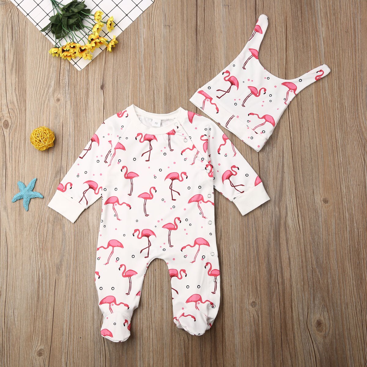 Infant Baby Girl Boys Foot Cover Romper Hat 2pcs