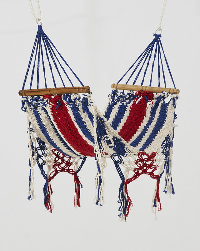 Macrame Mini Hammock/Cat Hammock | White, Red & Blue