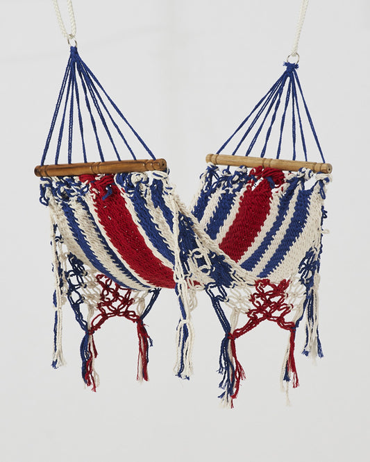 Macrame Mini Hammock/Cat Hammock | White, Red & Blue