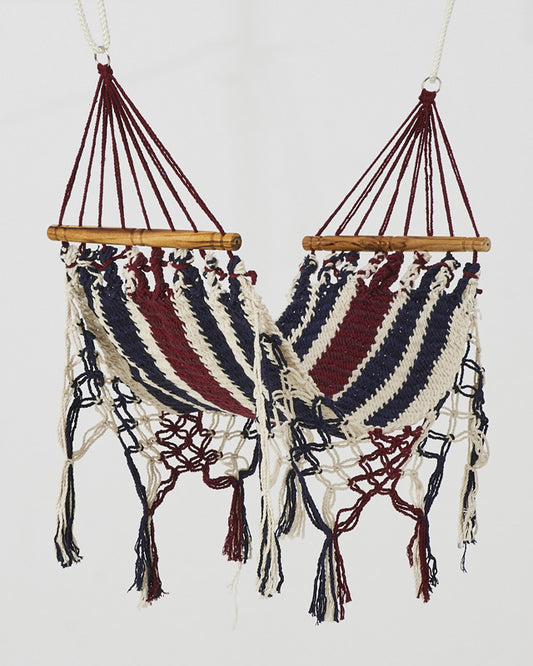 Macrame Mini Hammock/Cat Hammock | White, Burgundy & Navy