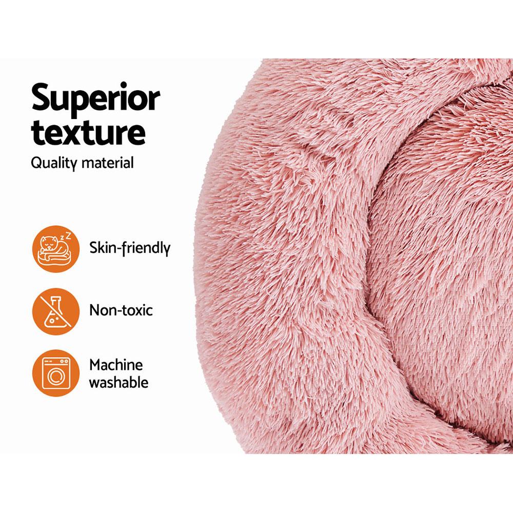 Pet Bed Dog Cat Calming Bed Large 90cm Pink Sleeping Comfy Cave
