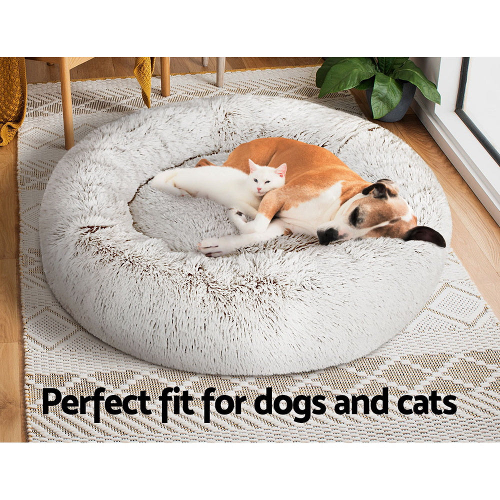 Pet Bed Dog Cat Calming Bed Large 90cm White Sleeping Comfy Cave