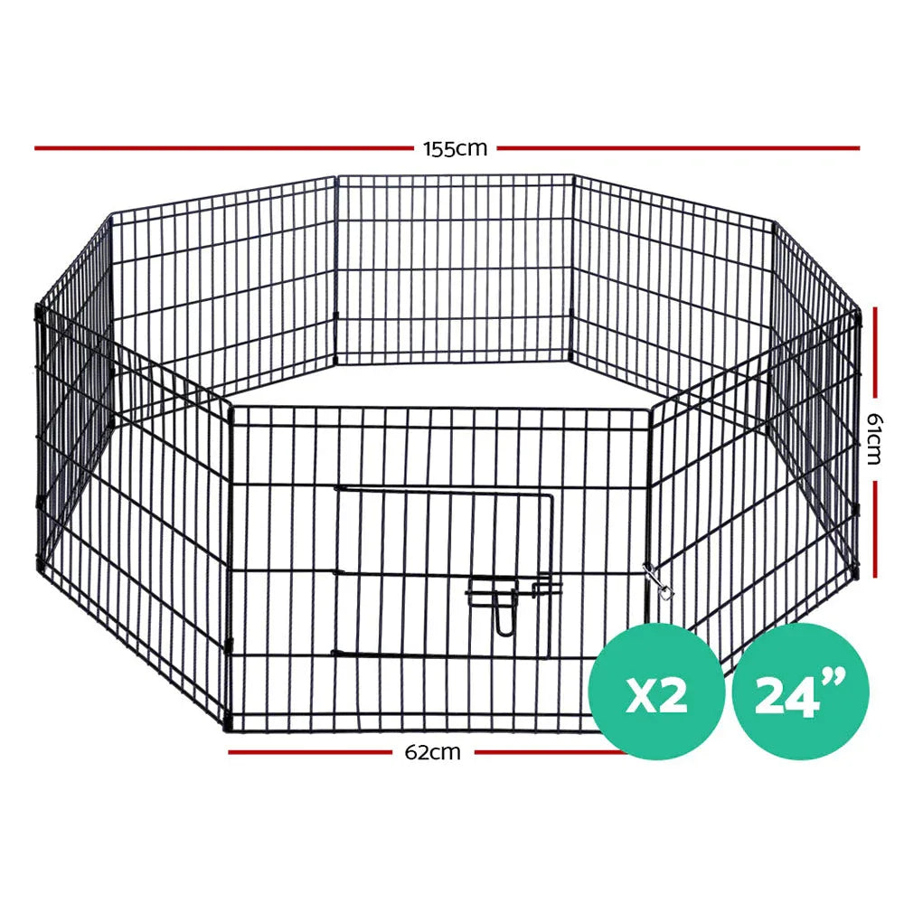 i.Pet 2X24" 8 Panel Pet Dog Playpen Puppy Exercise Cage Enclosure