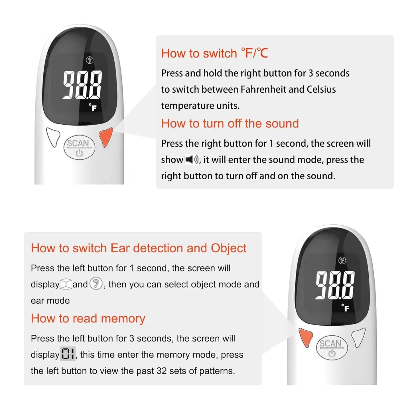 Pet Ear Thermometer Infrared Dog & Cat Temperature Reader 1-Second Digital
