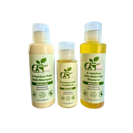 4-HAIRLESS PETS REGULAR SHAMPOO, WATERLESS SHAMPOO & CONDITIONER KIT