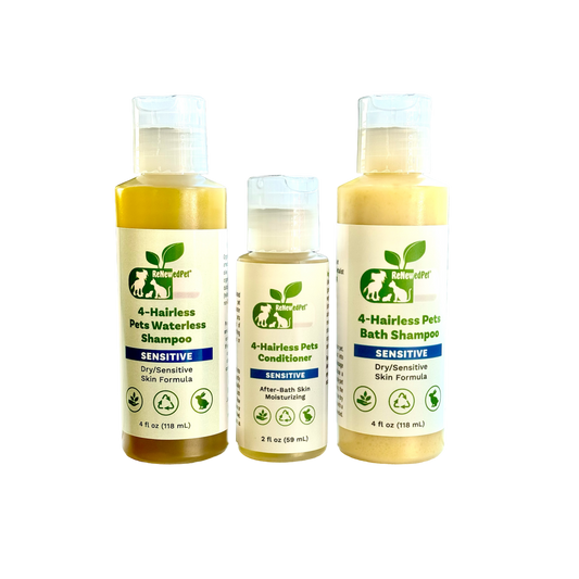 4-HAIRLESS PETS SENSITIVE SHAMPOO, WATERLESS & CONDITIONER KIT