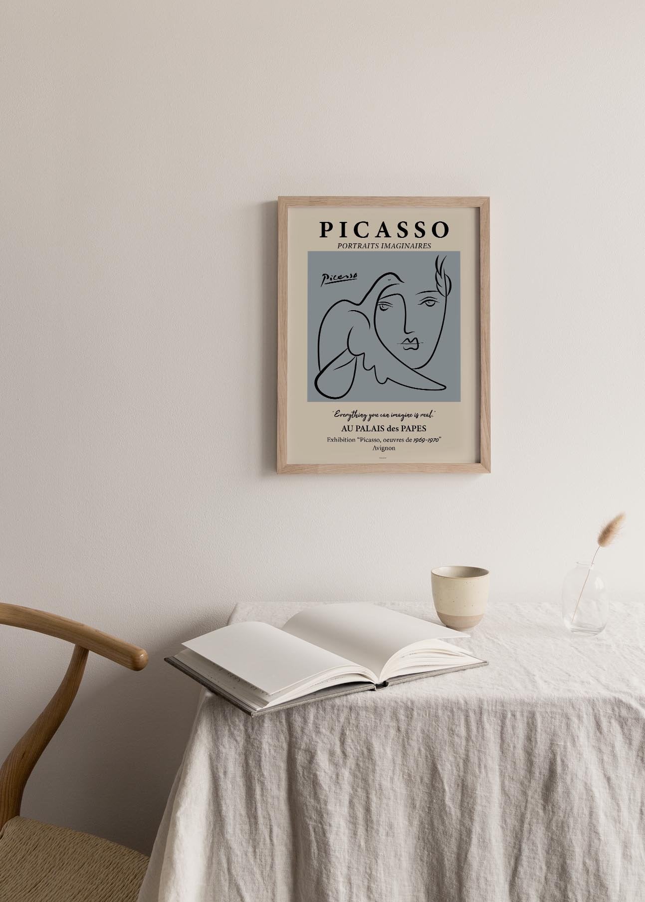 Picasso Man and Dove Poster Blue