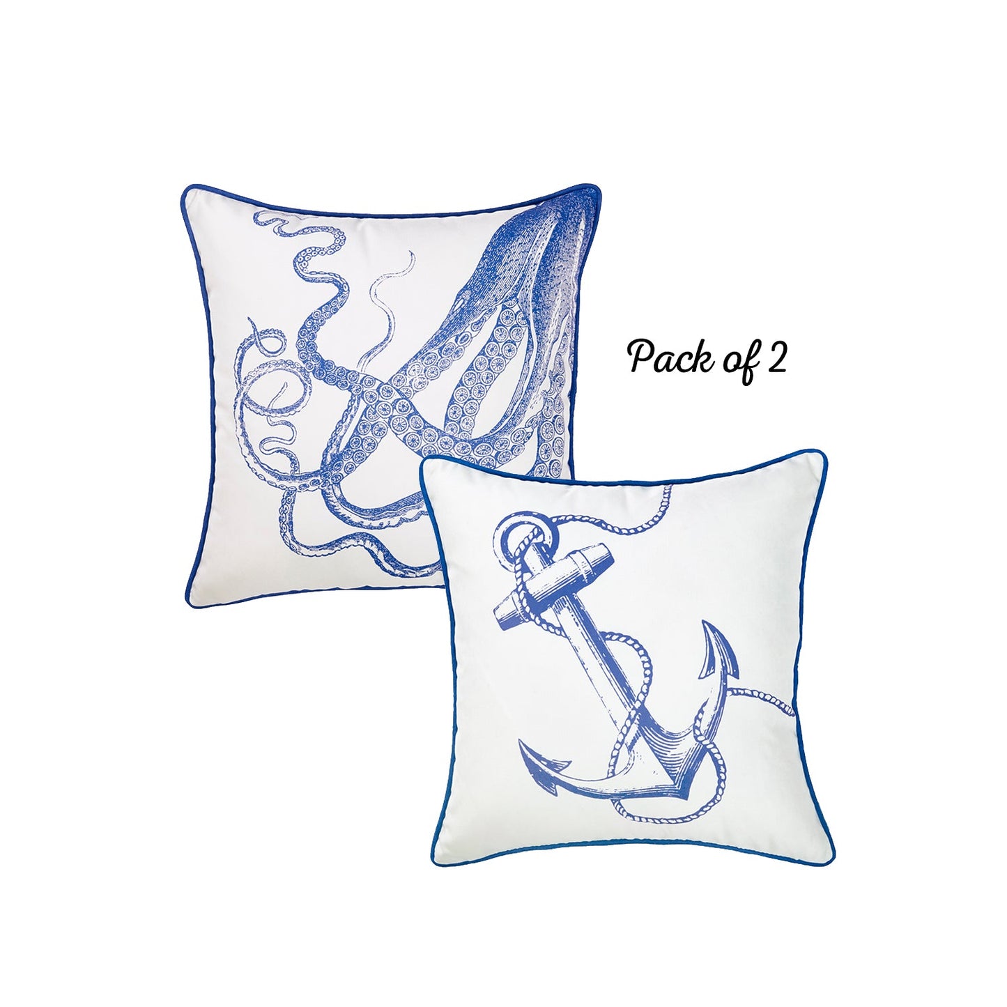 Nautica Octopus Anchor Square 18" Throw Pillow Cover & Insert (Set of 2)
