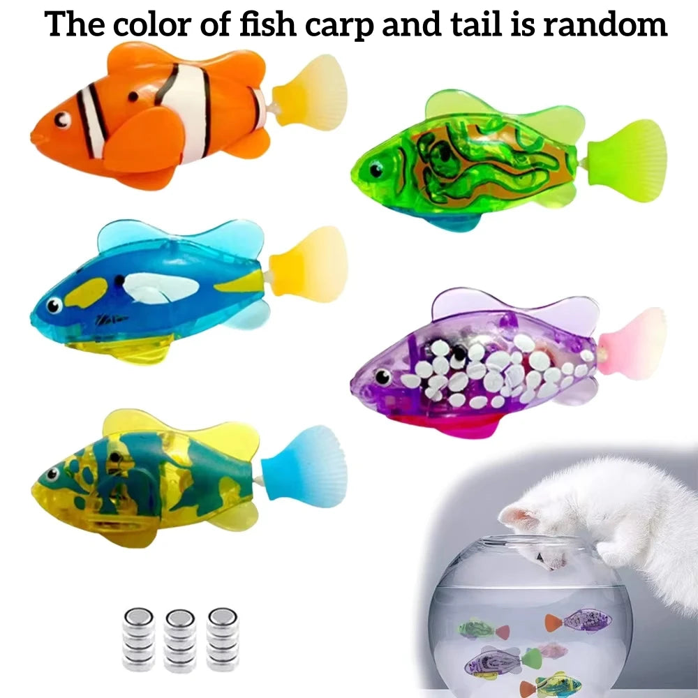 Cat Toys LED Inductive Interactive Swimming Robot Fish Toy Glowing