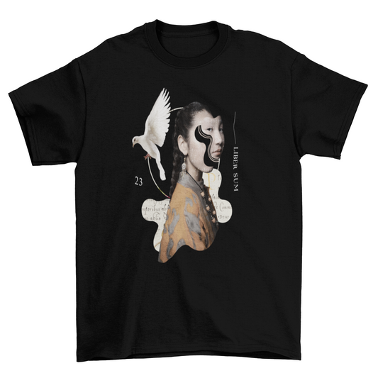 Freedom woman dove collage t-shirt