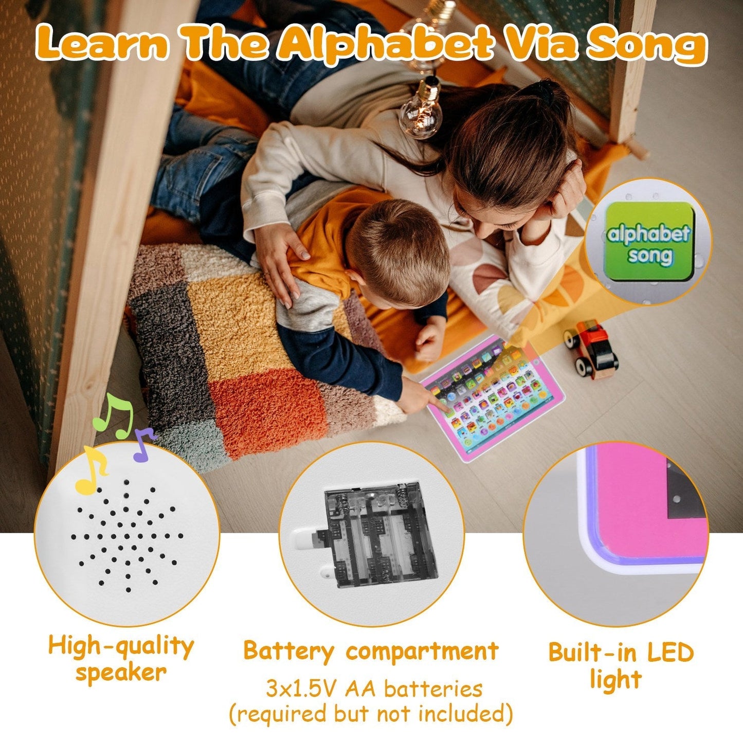Kid Baby Toddler Tablet Toy Educational Learning Study Tablet Pad Gift for Aged 2 3 4 5 6 7 Girls Boys
