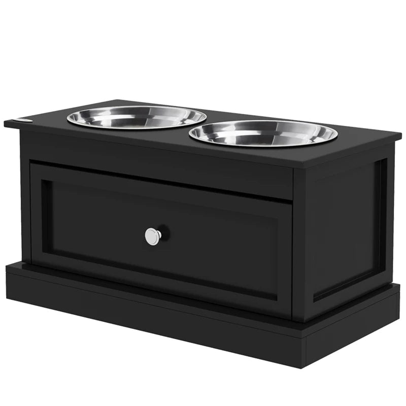 Dog Bowls With Storage Drawer, Raised Dog Bowl Stand Pet Food Bowl Dog