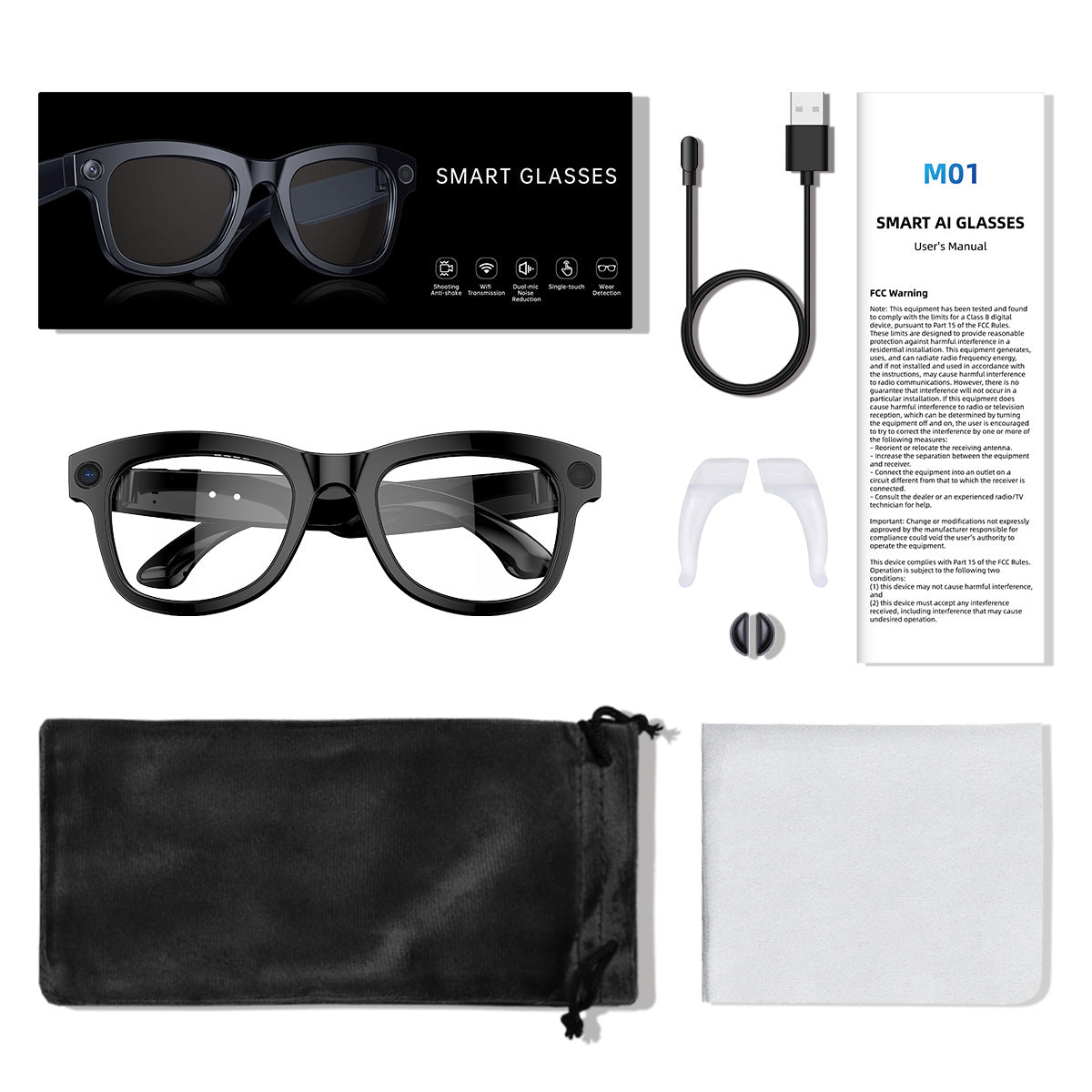 M01 HD Camera Identifying Objects Through Graph AI Translation Intelligence Glasses