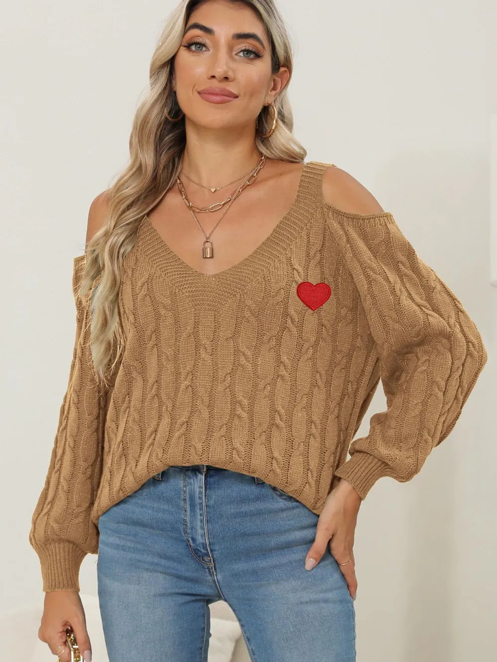 Autumn/Winter Top Deep V Sexy Off Shoulder Loose Hooded Sweater for Women