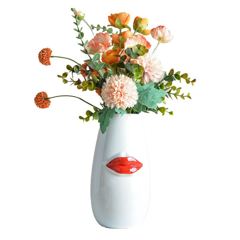 Body Ceramic Decorative Vase Characteristic Lips Valentine's Day Ornaments