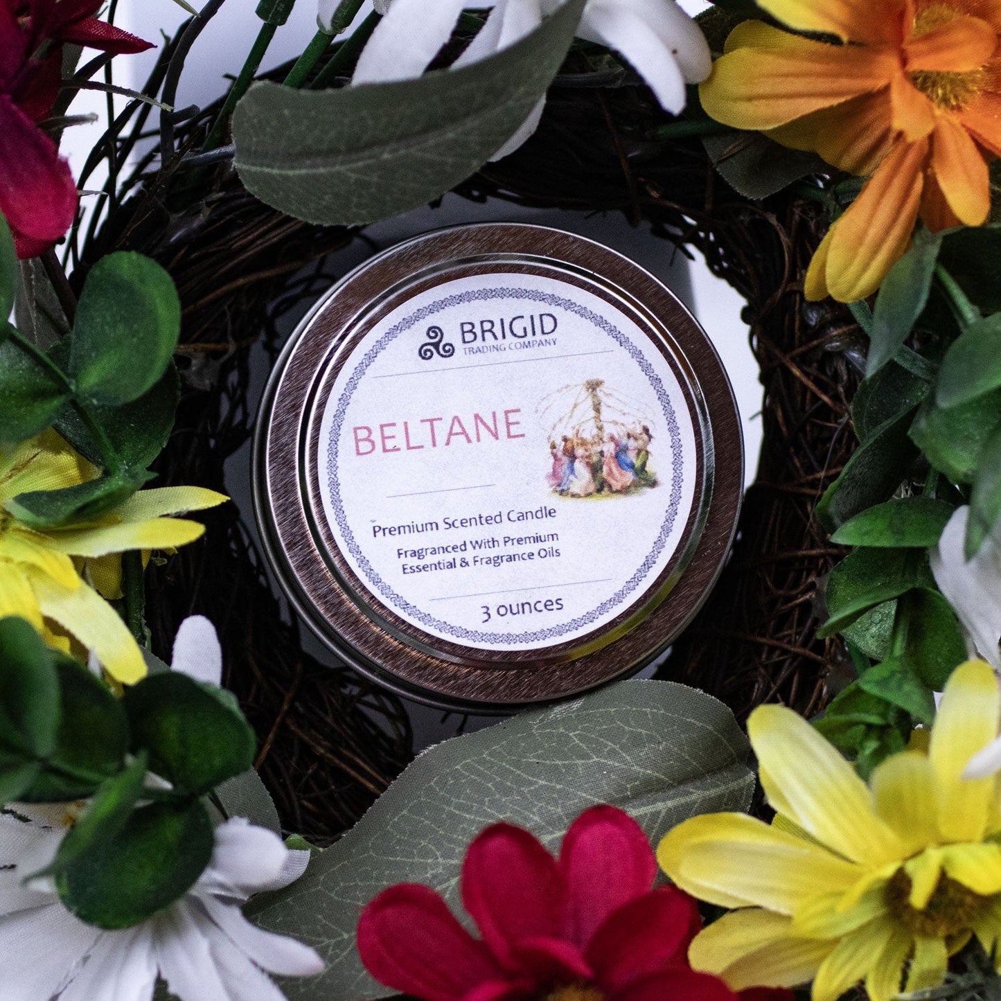 Beltane Soy Wax Candle – Rose & Jasmine Natural Candle for May Day
