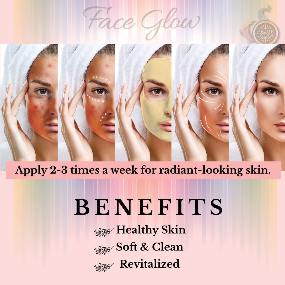 Face Glow- Fuller’s Earth w/ Turmeric & Sandalwood- 12 Individual Sachets of Multani Mitti (10 gm each)- Reusable Brush & Tray Included