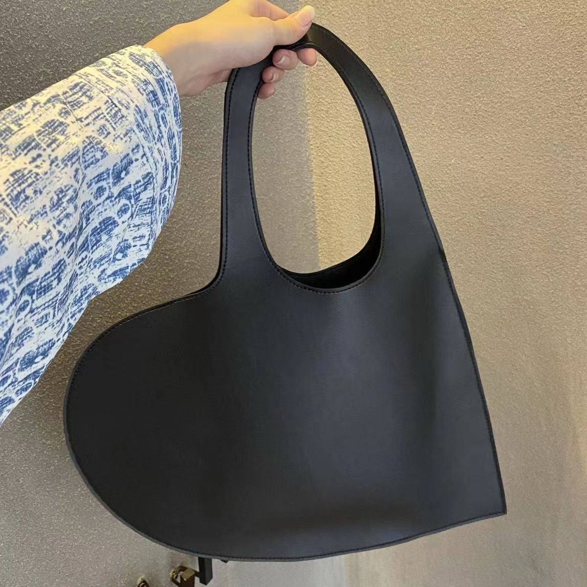 Black PU Love Handheld Photo Bag Love One Shoulder Underarm Bag