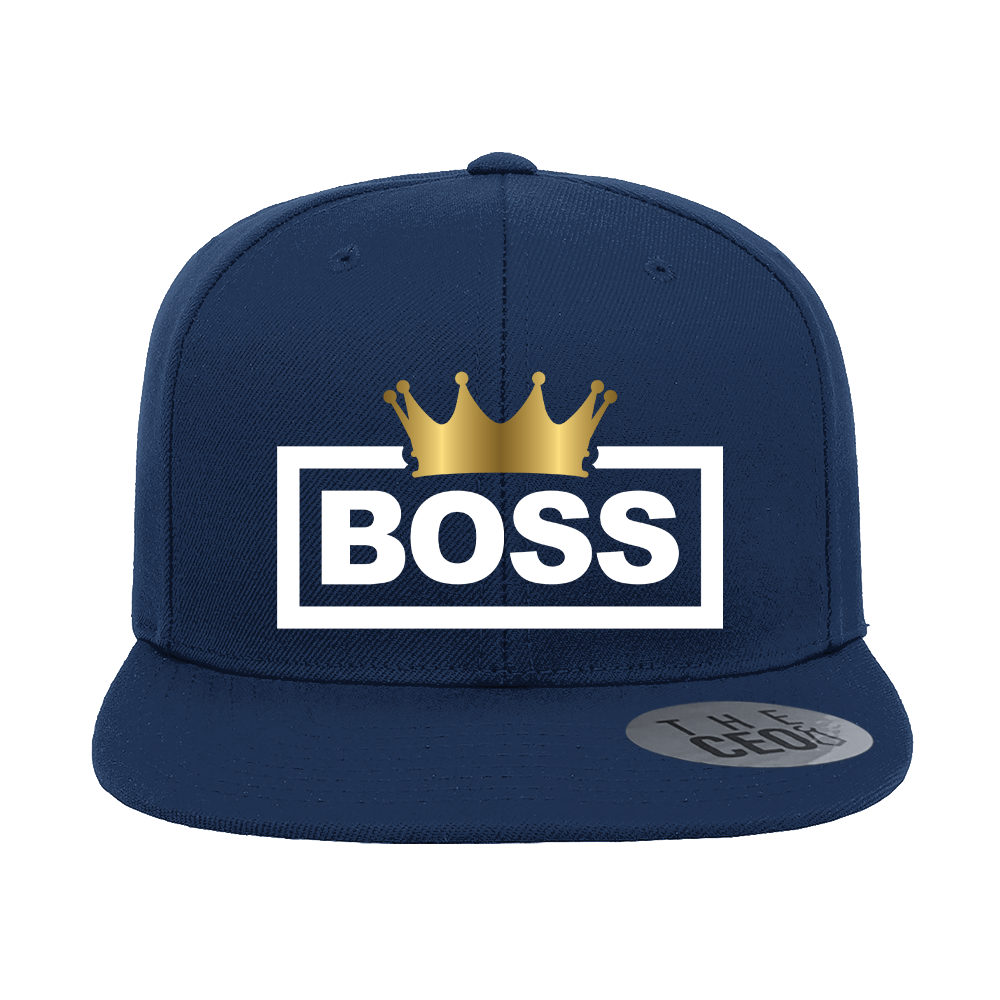 Boss Crown Embroidered Flat Bill Hat
