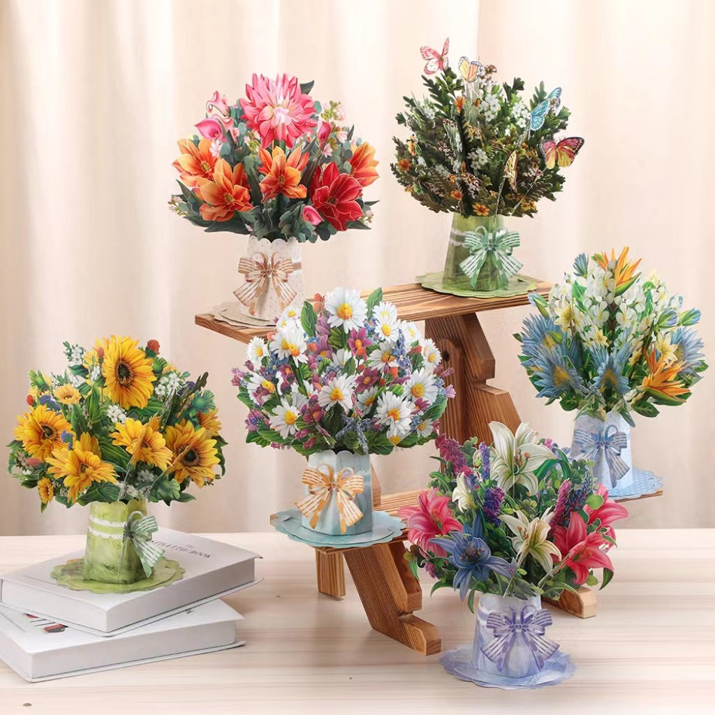 3d Stereoscopic Greeting Cards Creative Bouquet Stereoscopic Greeting Cards