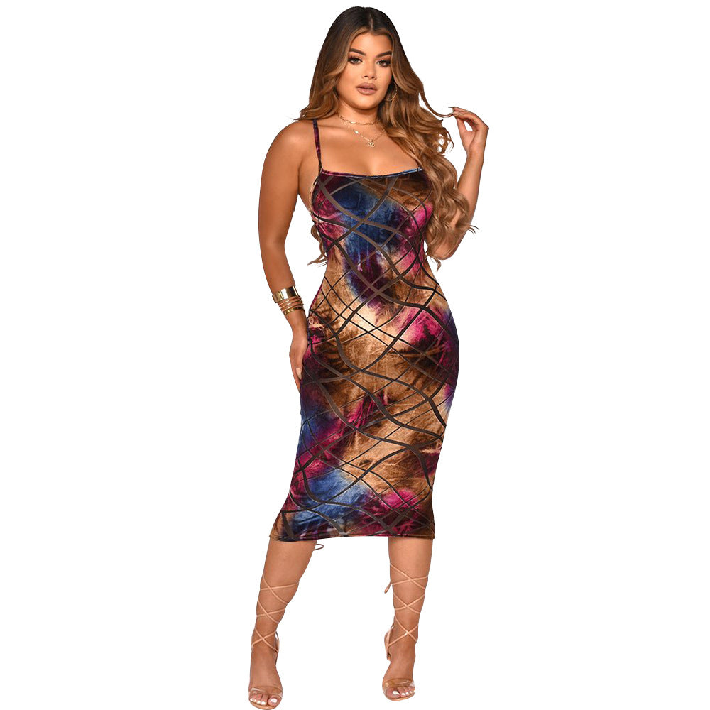Spaghetti-strap Floral Print One-step Dress