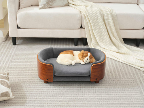 Scandinavian Style Elevated Dog Bed Pet Sofa with Solid Wood Legs and