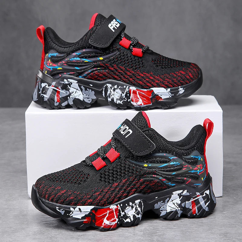 Children's sports shoes boys' mesh breathable soft soled running shoes