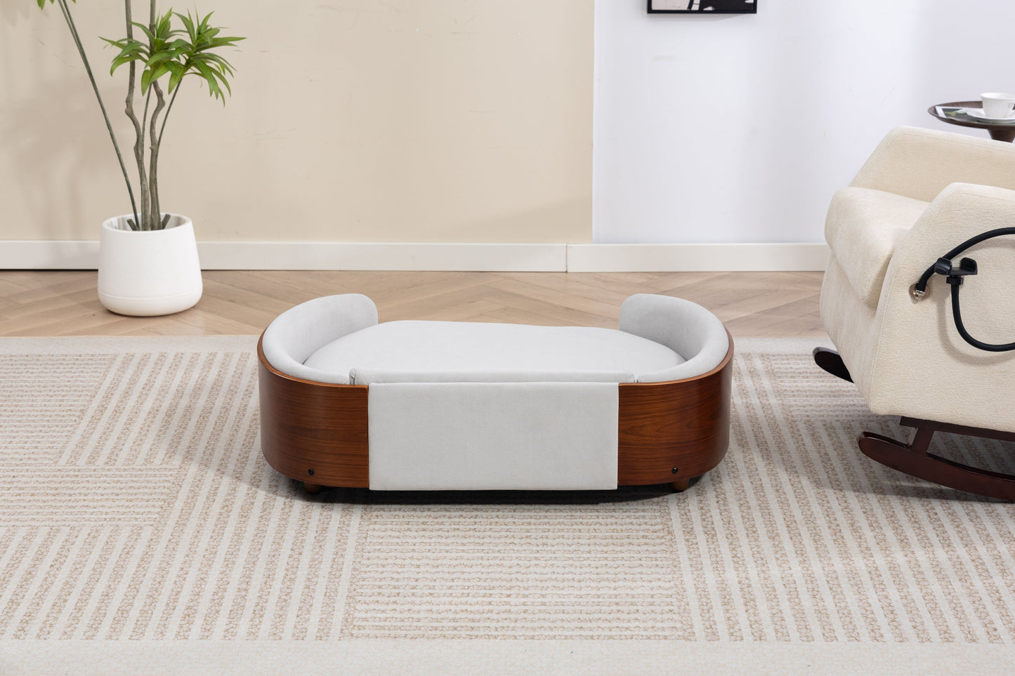 Scandinavian Style Elevated Dog Bed Pet Sofa with Solid Wood Legs and