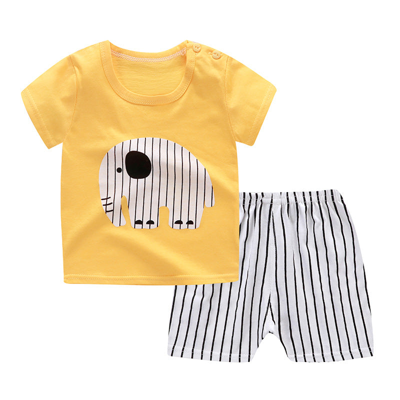 New Children's Short Sleeved Suit Baby  Cotton Short Sleeved