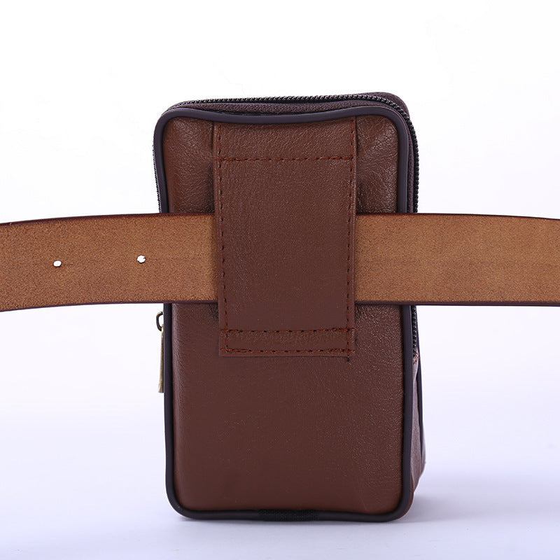 Men's Fashion Double Zipper Through The Belt Coin Purse
