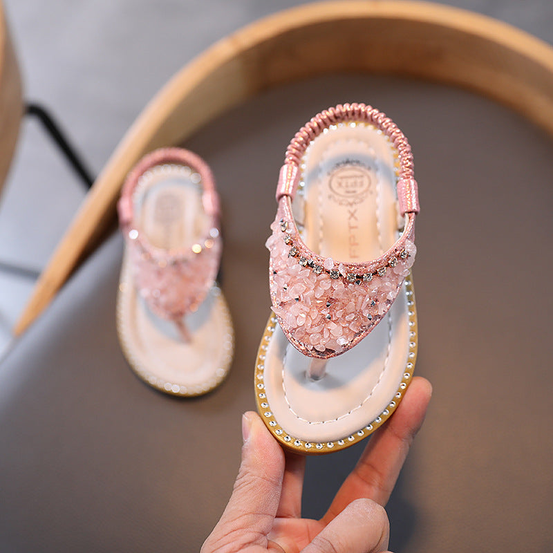 New Girls' Flip Flops With Rhinestone Sandals Women's Sandals And Slippers