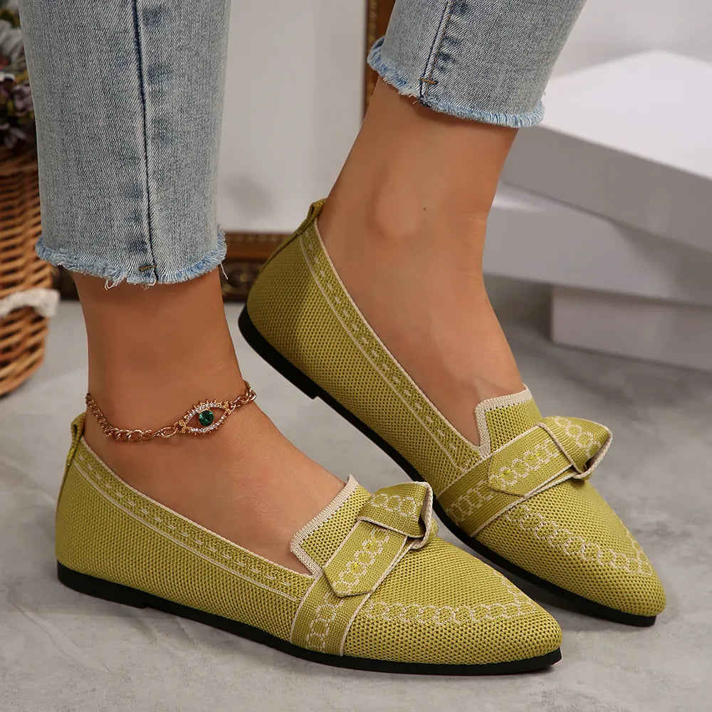 Flat sole single shoe women's set feet bow shallow mouth lazy work shoes