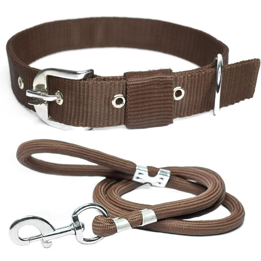 Dog Collar & 5ft Rope Leash Set Adjustable