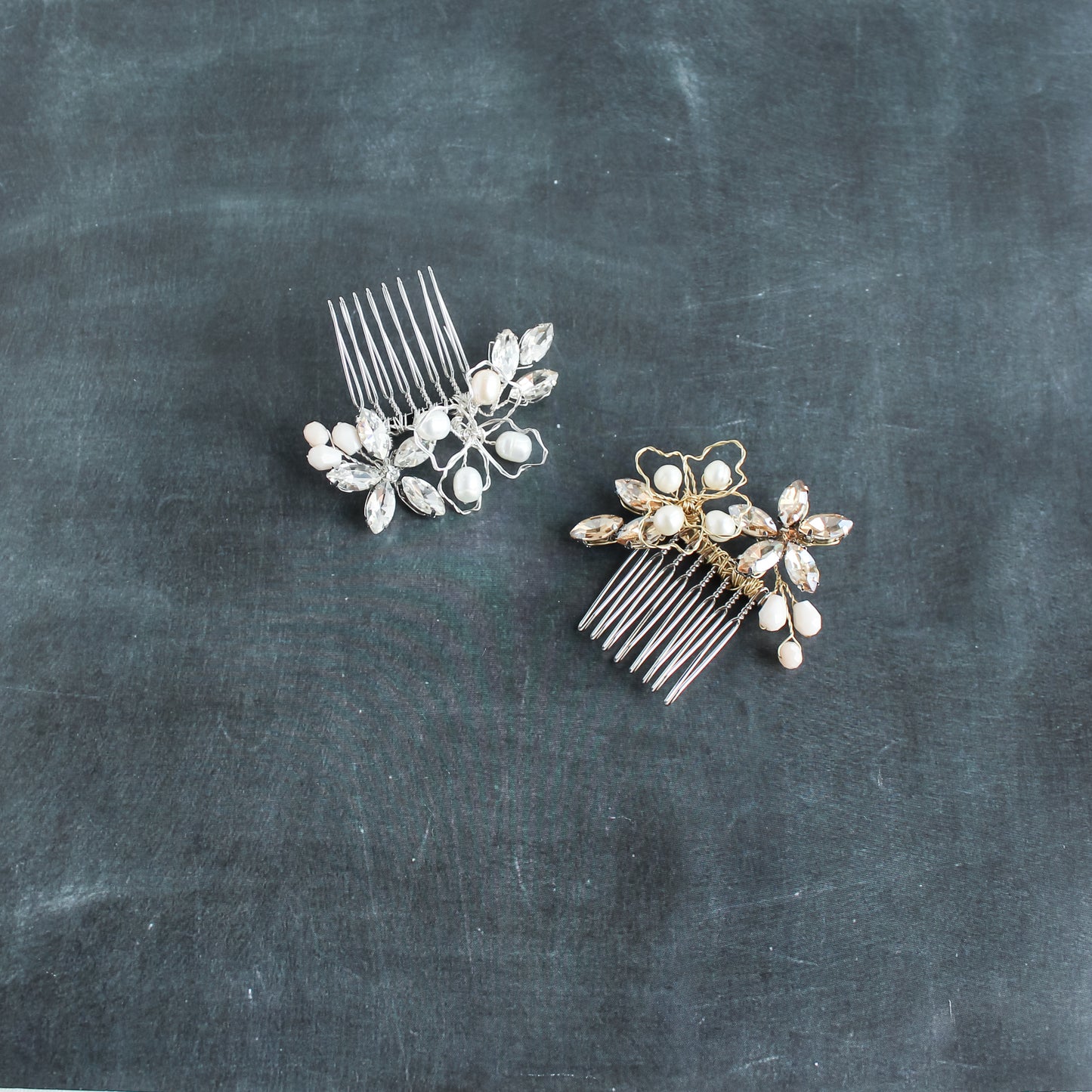 Small gold crystal bridal hair comb