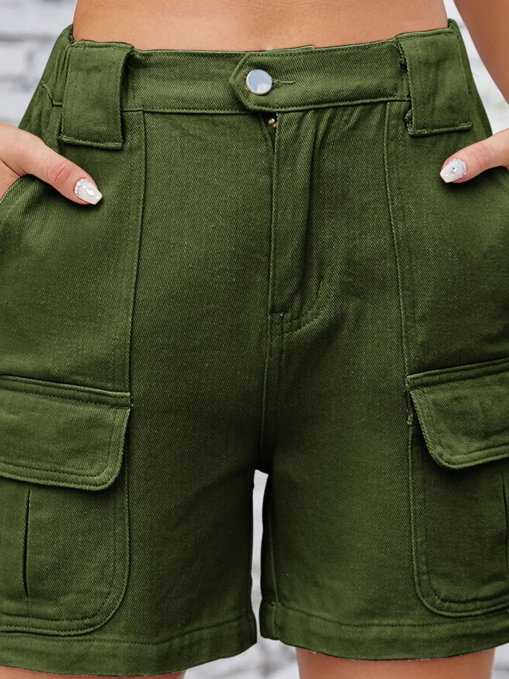 High Waist Washed Denim Shorts