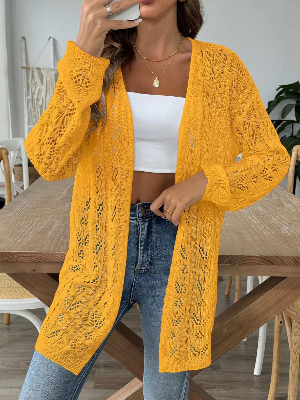 Hollow woven sweater without buttons air-conditioned sweater casual jacket