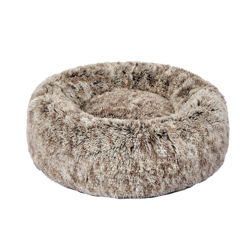 Pet Bed Cat Dog Donut Nest Calming Mat Soft Plush Kennel Coffee XL
