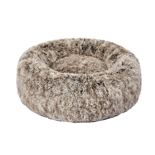 Pet Bed Cat Dog Donut Nest Calming Mat Soft Plush Kennel Coffee L