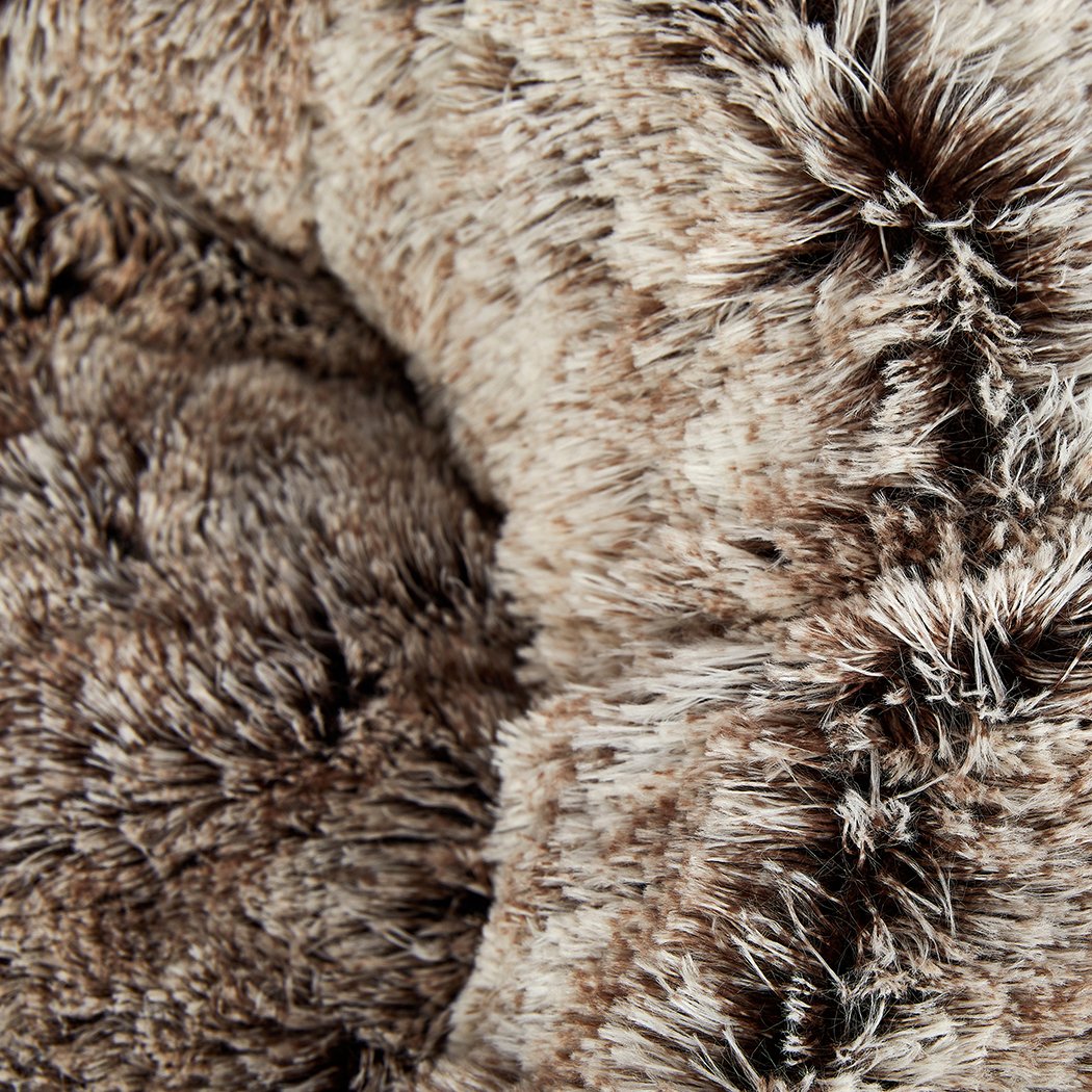 Pet Bed Cat Dog Donut Nest Calming Mat Soft Plush Kennel Coffee XL