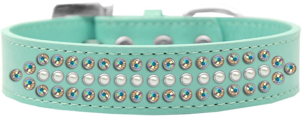 Dog, Puppy and Pet Fashion  Collar, "Ritz Pearl & Aurora Borealis Crystals Rimsets"