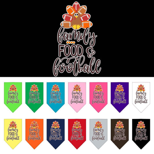 Pet and Dog Bandana Screen Printed, "Family, Food, & Football" - cavamart.com