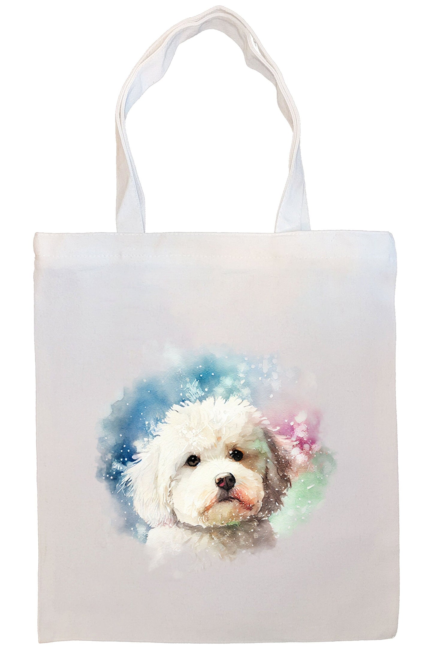 Canvas Tote Bag, Zippered With Handles & Inner Pocket, "Bichon Frise"