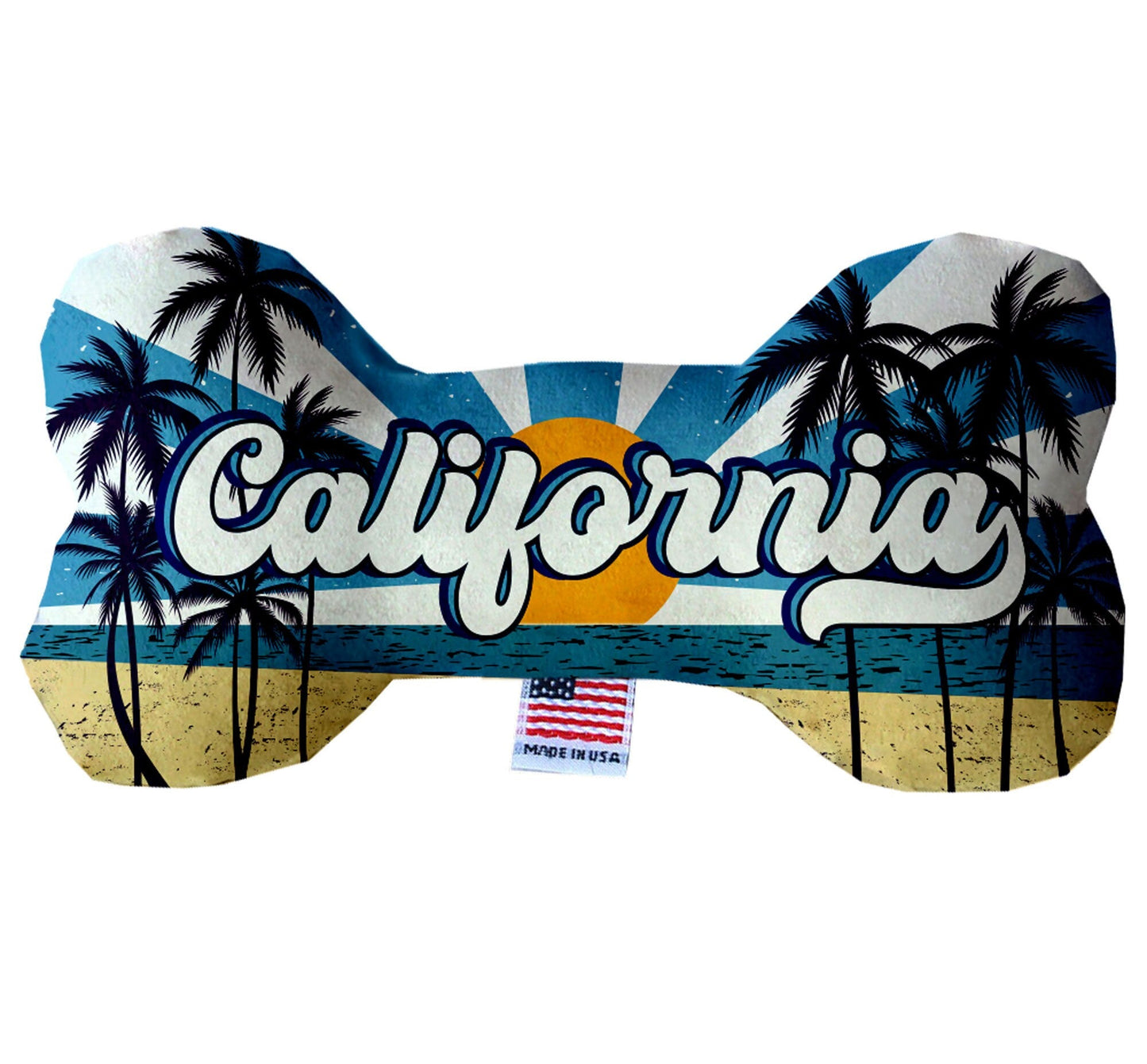 Pet & Dog Plush Bone Toys, "California Beaches" (Set 1 of 3 California State Toy Options, available in different pattern options!)
