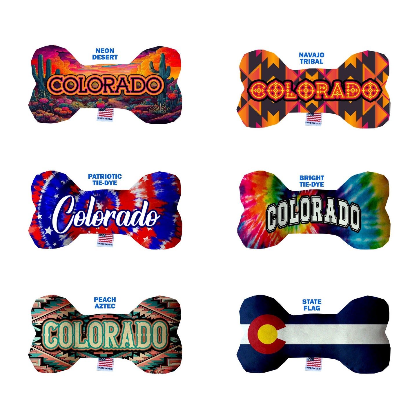 Pet & Dog Plush Bone Toys, "Colorado Desert" (Set 2 of 2 Colorado State Toy Options, available in different pattern options!)