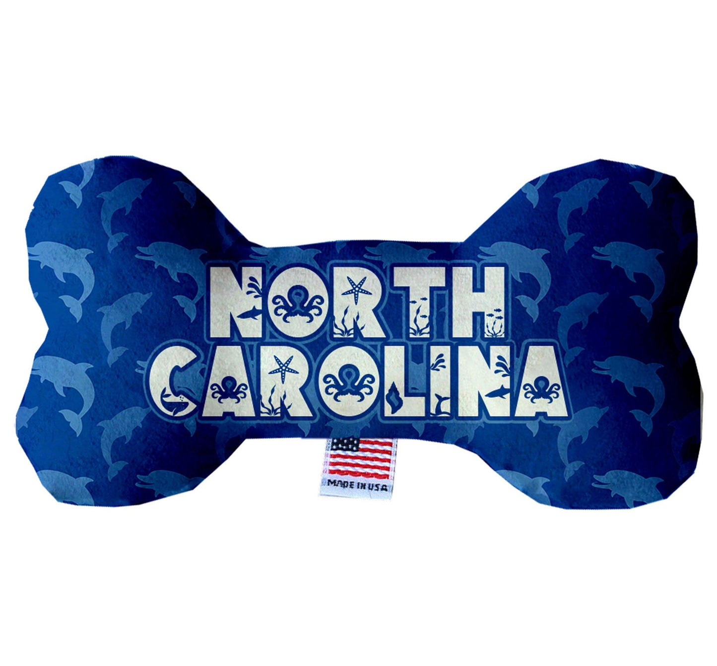 Pet & Dog Plush Bone Toys, "North Carolina Coast" (Set 2 of 2 North Carolina State Toy Options, available in different pattern options!)